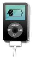 An illustration of an iPod with a warning symbol and an unhappy face on the screen